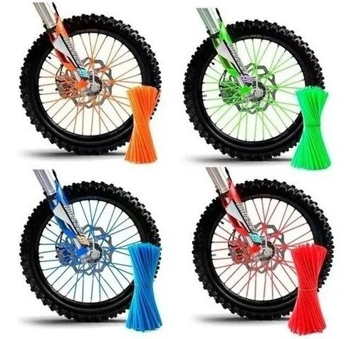 Imagen 2 de 2 de Cubre Rayos Moto Spoke Skins Varios Colores Tunning Bitemark