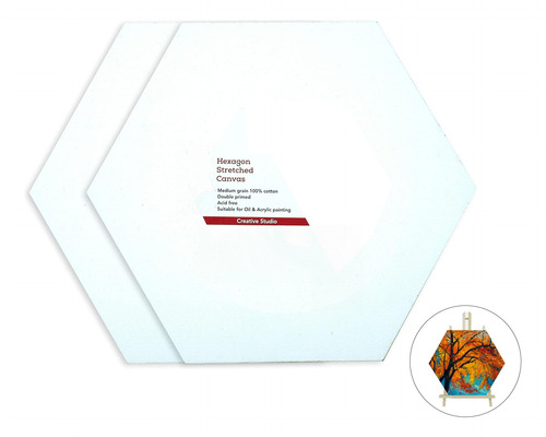 Set 2 Bastidores Para Pintar Lienzo Canvas Hexagonal 40x35cm