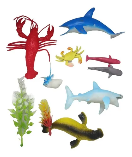 Set De 8 Animales Marinos Pequeños Surtidos Y 2 Algas
