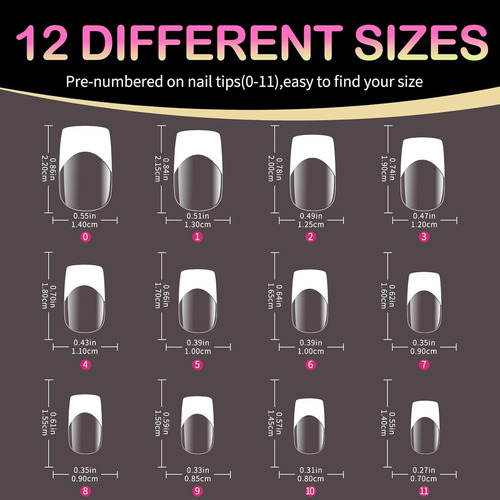 Puntas De Uñas Francesas Forma De Dos Colores 120pz