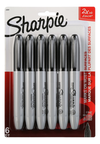 Marcadores Super Permanentes De Sharpie, Punto Fino, Negro,