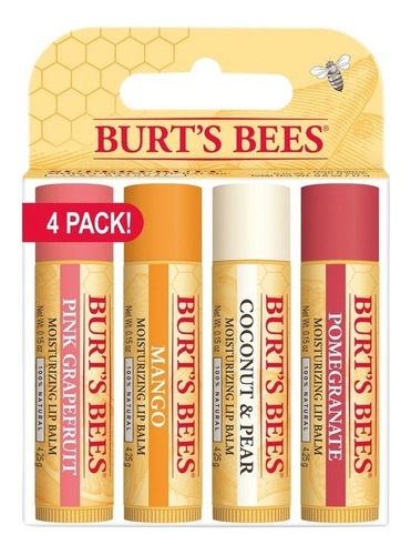 Imagen 1 de 5 de Pack Bálsamo Labial Burt's Bees Superfruit  4 Unidades 4,25g