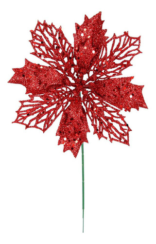 Pick Nochebuena Diamantada Adorno Arbol 20cm Mylin 1pz Color Rojo