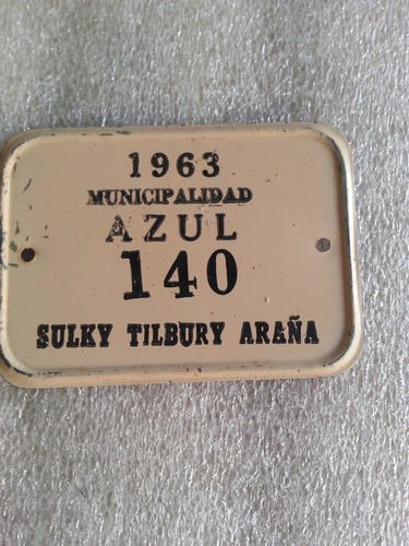 Patente Antigua De Sulky Tibury Araña Azul 1963 7 X 5 Cm