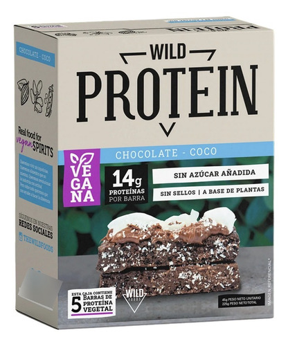Wild Protein Vegana Chocolate Coco (pack 15 Uns.)