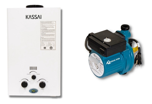 Calentador De Paso Kassai 6l + Presurizador Aqua Pak 1/6 Hp 
