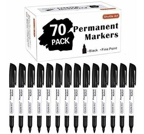 Plumones Permanentes Color Negro De Punta Fina Pack De 70  