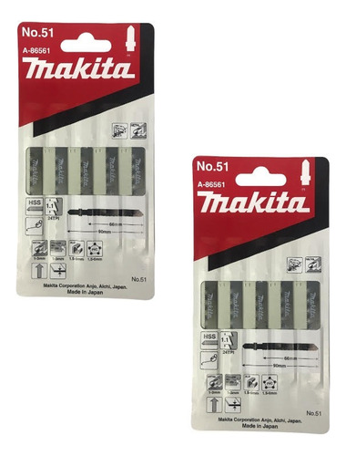 2 Jgos De 5 Seguetas Para Metal Corte Fino Makita A-86561