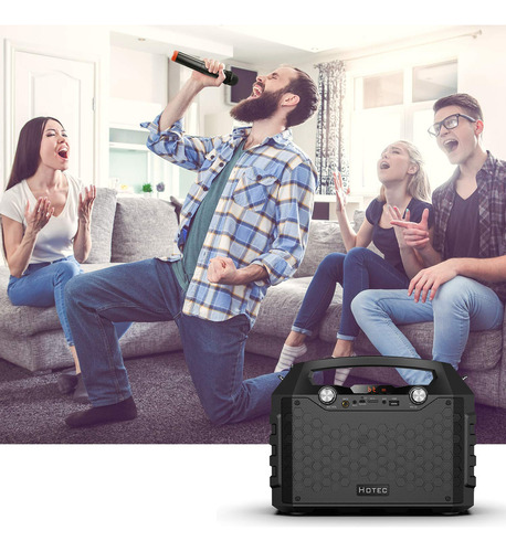 Hotec Sistema De Altavoces Pa Portátil Bluetooth Inalámbrico, Potente Máquina De Karaoke Bluetooth Con Micrófonos Inalámbricos Duales Para Karaoke, Boda, Fiesta, Enseñanza, Conferencia, Iglesia