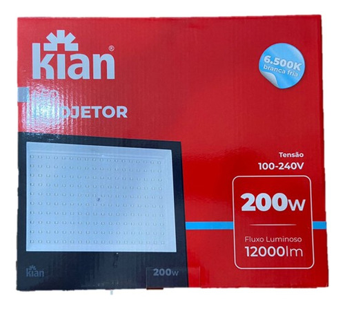 Refletor Kian Branco Frio 200w 6500k Branco Frio Bivolt Ip65