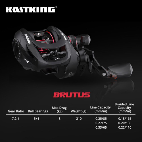 Carretilha Kastking Brutus 7.2:1 Drag 8kg 6 Rolamentos