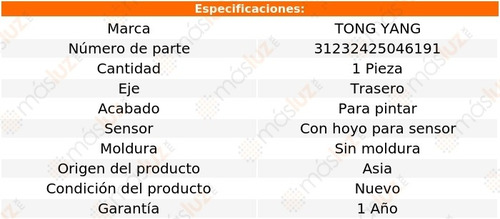 Defensa Tra C/hoyo P/sensor S/mold P/pintar C320 01/05