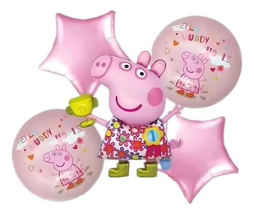 Globos Metalizados 45cm X5 Globos Peppa Pig