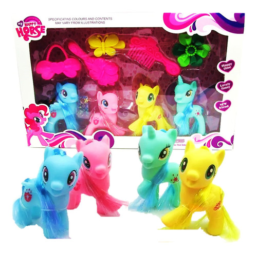 Set 4 Ponys Unicornios Incluye 5 Accesorios Mundo Pre Fl20-9