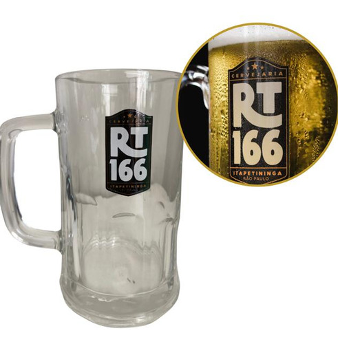 Caneca Rt166 Para Chopp Cerveja Churrasco De Vidro 500 Ml Cor Transparente