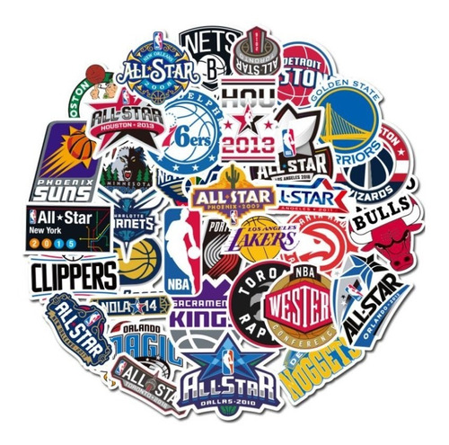 Nba Basquetbol 50 Calcomanias Stickers Pvc Vs Agua Baloncest