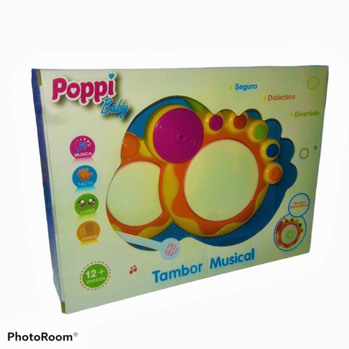 Imagen 2 de 4 de Tambor Musical Interactivo Música Luces Infantil Poppi Baby