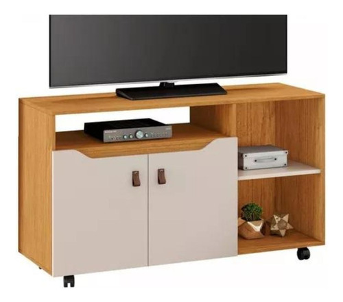 Rack Con Ruedas Seleto Para Tv Beige Mi Casa