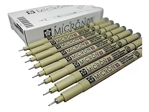 Sakura Pigma Micron pen 03 Black ink marker felt tip pen, Archival pigment  ink pens for artist, zentangle, technical drawing pens - 8 pack of Micron