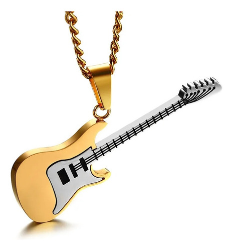 Collar Guitarra Electrica Rock Musica En Acero Inoxidable