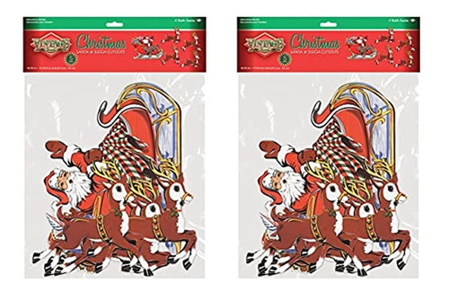 Beistle Vintage Christmas Santa & Sleigh Cutouts, 10¾ -17¾ ,