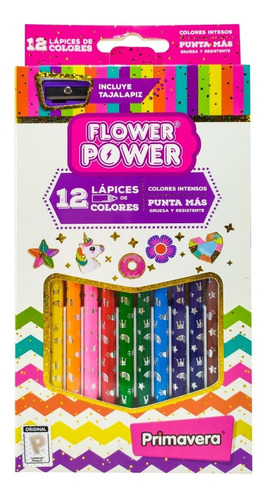 Lapices De Colores Flower Power X 12 Primavera