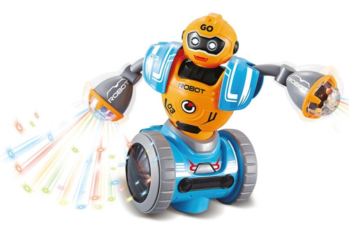 Figura Robi Mi Robot Con Luz Sonido Y Movimiento Infantil Color Azul y Amarillo
