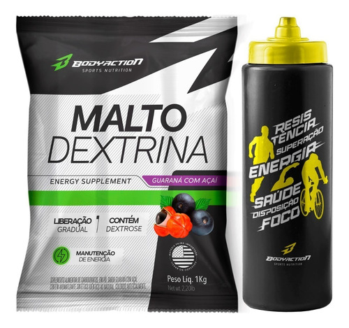 Maltodextrina 1kg + Squeeze Endurance Bodyaction Sabor Guaraná Com Açaí