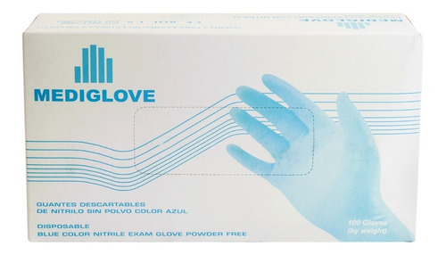 Guantes Nitrilo Azul Mediglove Caja X 100 Unidades