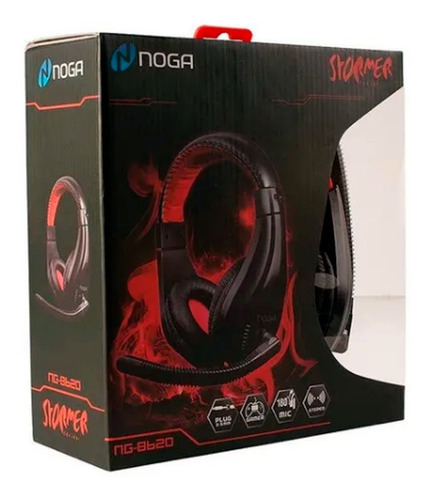 Auriculares gamer Noga Stormer NG-8620 negro y rojo