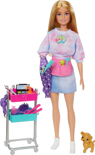 Barbie Muñeca Estilista Malibu Y Juego De 14 Accesorios, T.