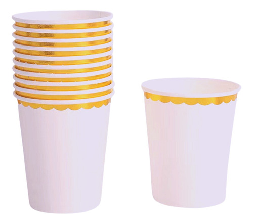 20 Vasos Polipapel Color Pasteles Borde Dorado