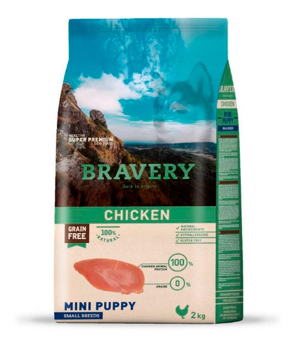 Bravery Pollo Mini Puppy Raza Pequeña 2 Kg