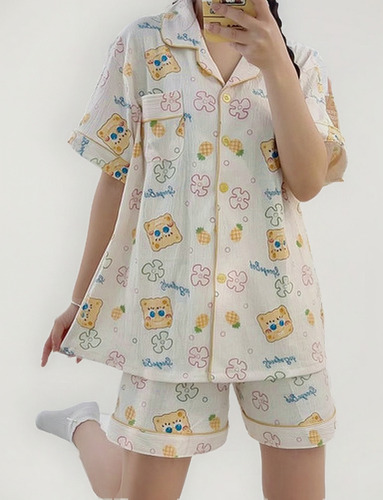 Pijama De Bob Esponja Sencillo De Verano Bonito A La Mod