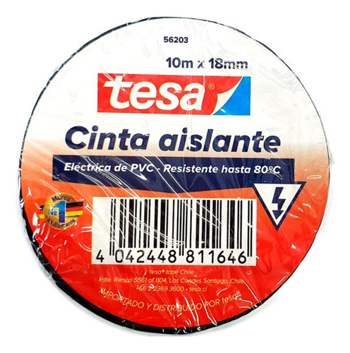 Cinta Aislante Electrica Negro 18mm. X 10mts. Tesa 221431