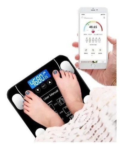 Balanza Baño Smart 180 Kg Bluetooth App Celular Mide Okok