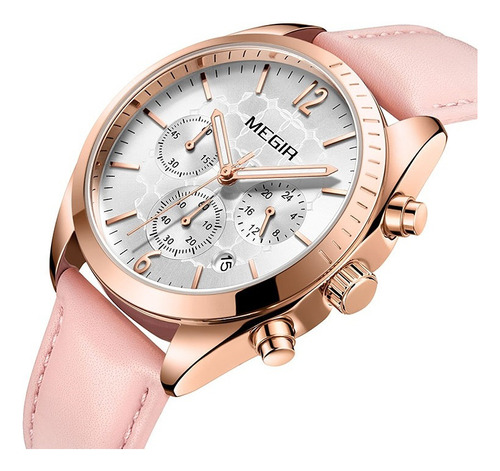 Reloj De Cuero Megir Para Mujer Chronograph 2115