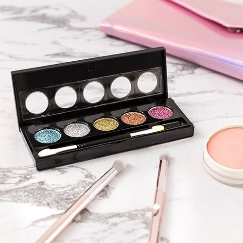 Imagen 3 de 9 de Maquillaje Glitter Quinteto Compacto De Glitter Xulu Z133