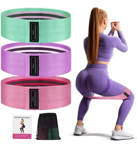 Set 3 Bandas Elásticas Resistencia Antideslizante Fitness