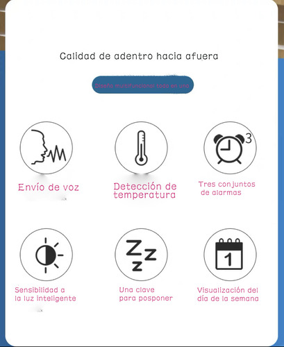 Reloj Despertador Con Pantalla Led, Fecha Y Temperatura