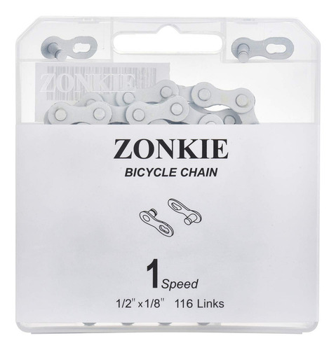 Zonkie - Cadena De Bicicleta De Una Sola Velocidad De 1/2 X