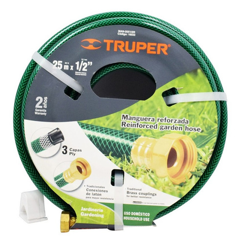 Manguera Jardin 25 Metros Conexion Metal Truper Man-25x1/2r