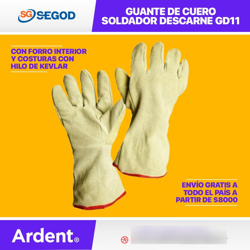Guante Soldador Forrado Hilo Kevlar 35 Cm Cert Segod T10