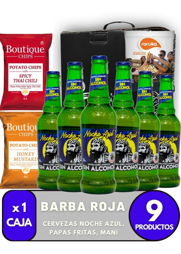 Cerveza Barba Roja Noche Azul Sin Alcohol + Mix. Box Regalo