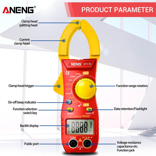 Pinza Amperimétrica Aneng Tester Ncv, Capacitancia, Diodo Le