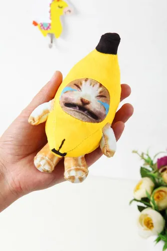 Llavero De Peluche De Gato Plátano Llorando, Adornos De De