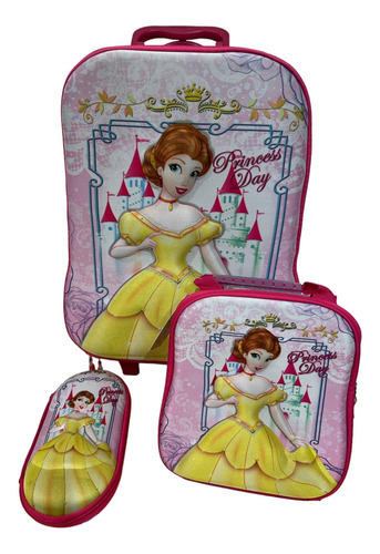 Kit Mochila Princesas + Lancheira E Estojo