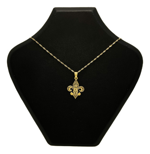 Cadena Y Dije Flor De Lis Oro 18k Oro 18k 55 Cm