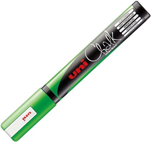 Marcador Tiza Líquida Uni Chalk Pwe 5m Trazo 1,8 A 2,5mm X U Verde Flúo