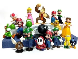 Figuras Super Mario Bros Yoshi Luigi Peach Bowser 18 Piezas